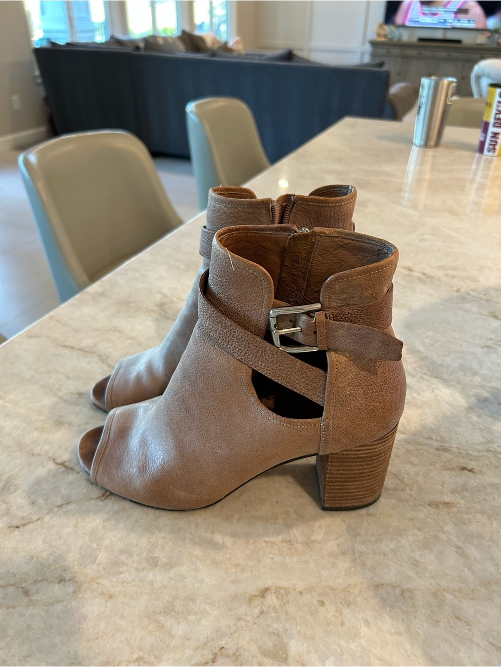 Donald Pliner Open-Toe Buckle Ankle Booties